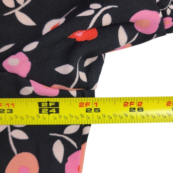 Talbots Midi Shift Dress Size 22W Floral Contrast Hem Ruffled Half Sleeves Bow - Picture 11 of 13